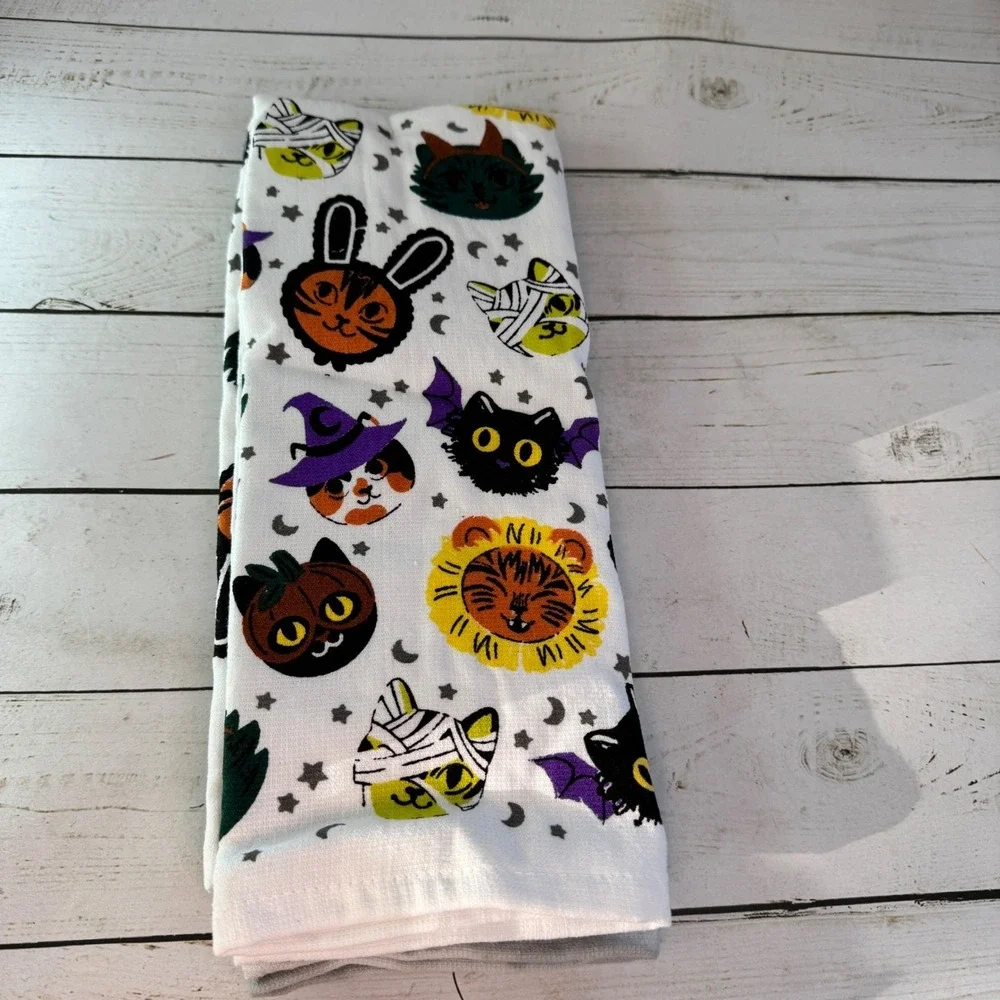 Celebrate Together Halloween Kitchen Towels Set 2 Love My Mummy Cats New‎